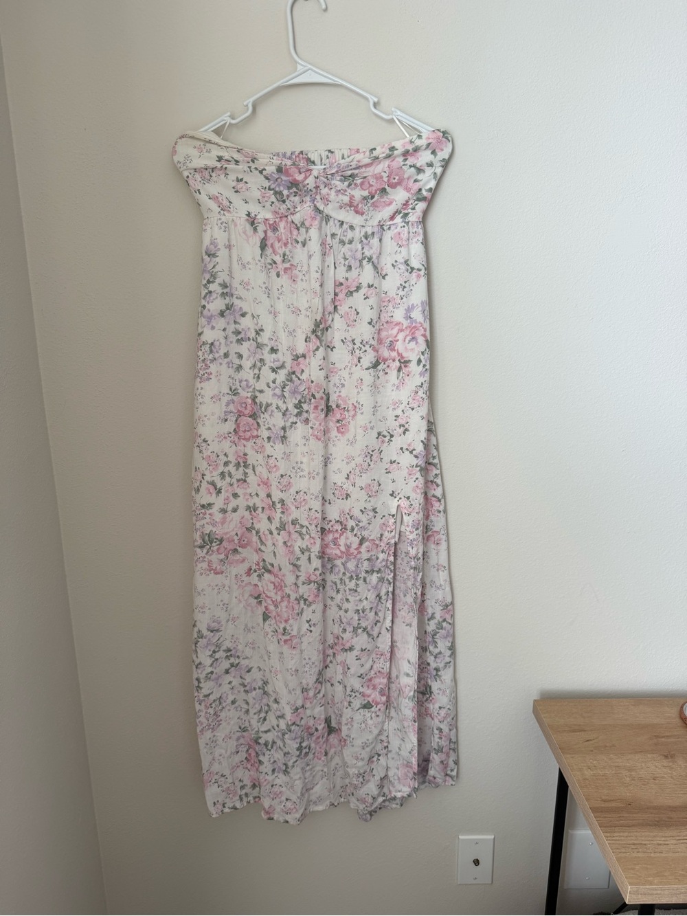 Hollister Pink Floral Strapless Maxi Dress